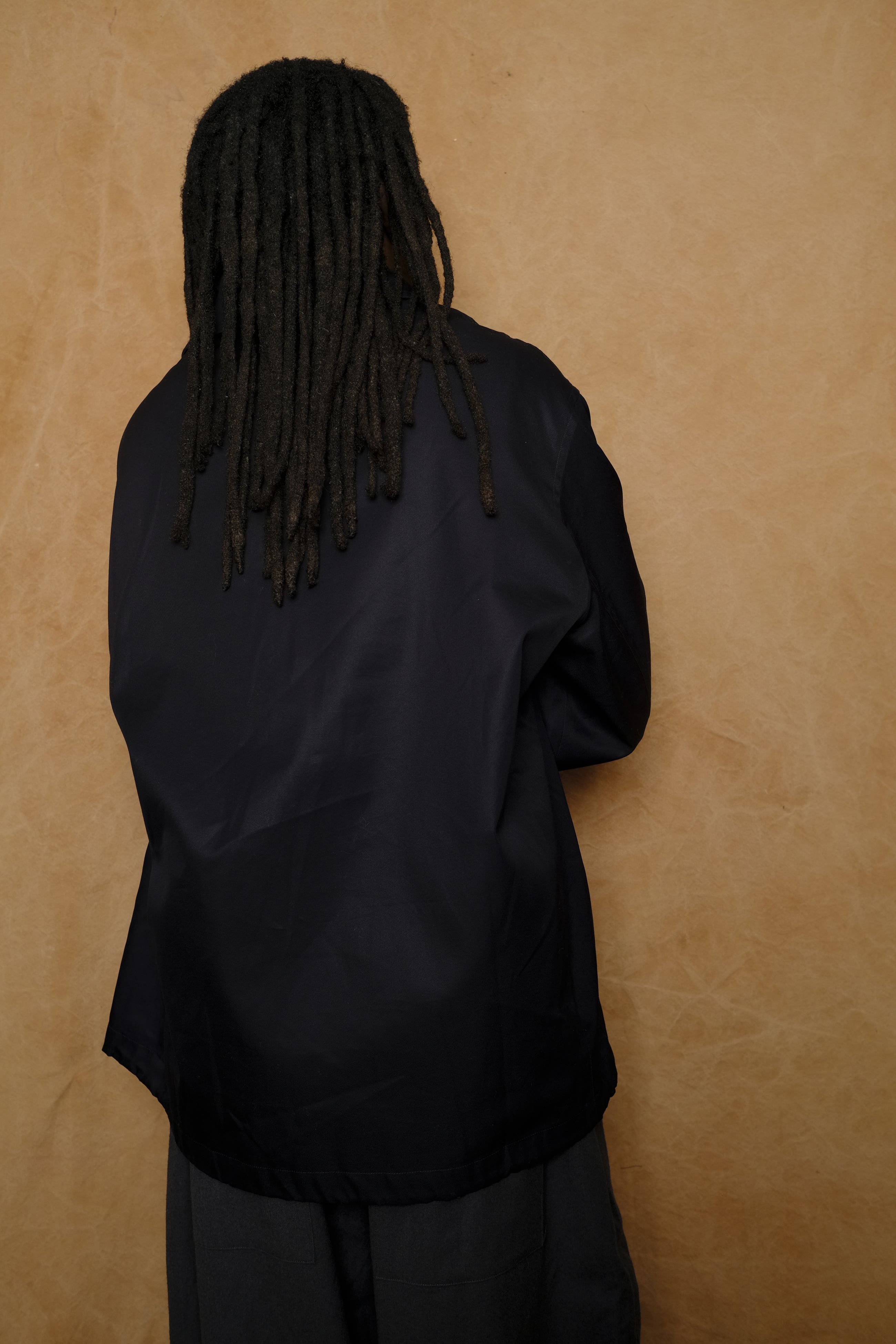 cotton gabardine blouson in dark navy