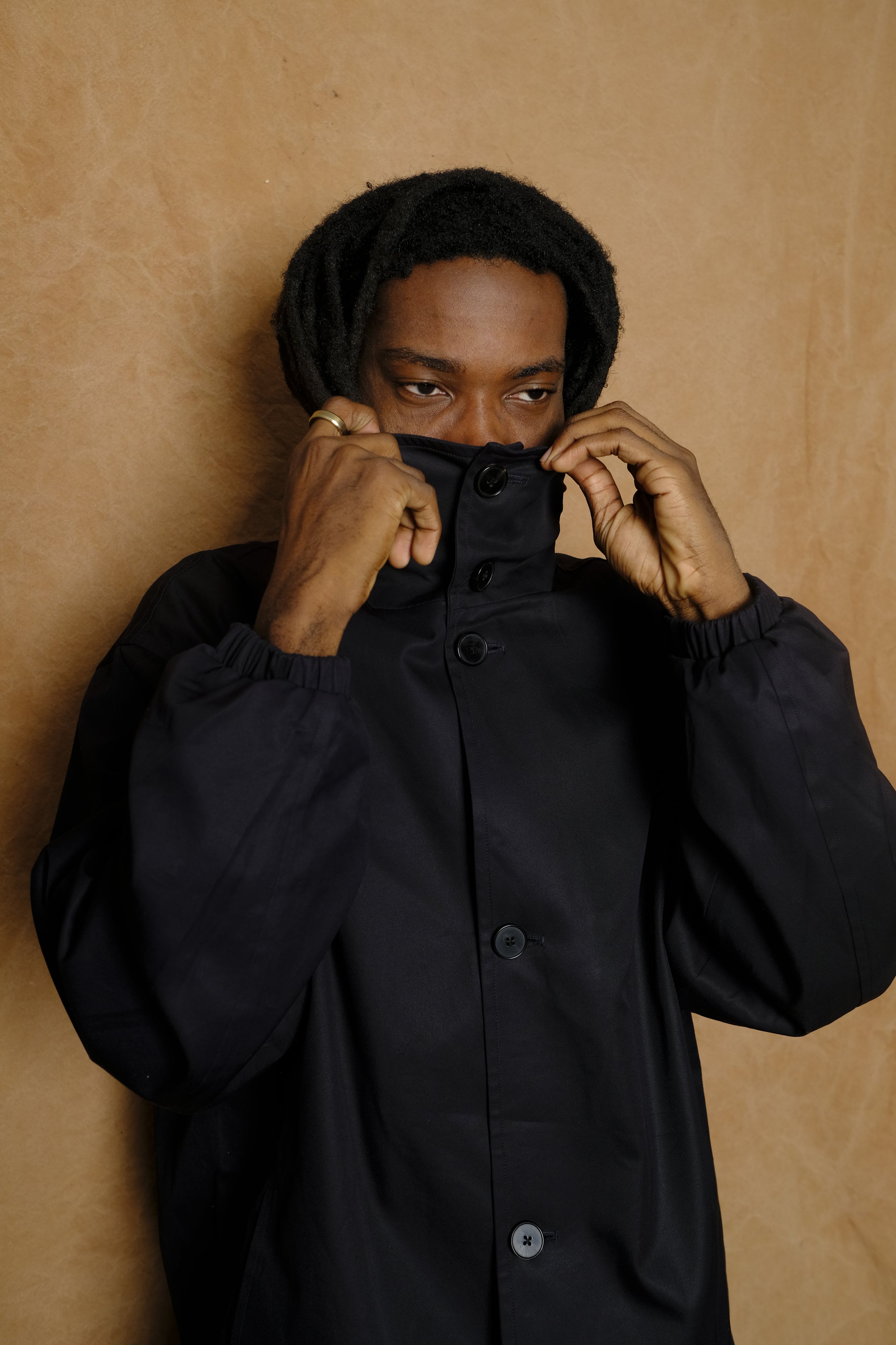 cotton gabardine blouson in dark navy