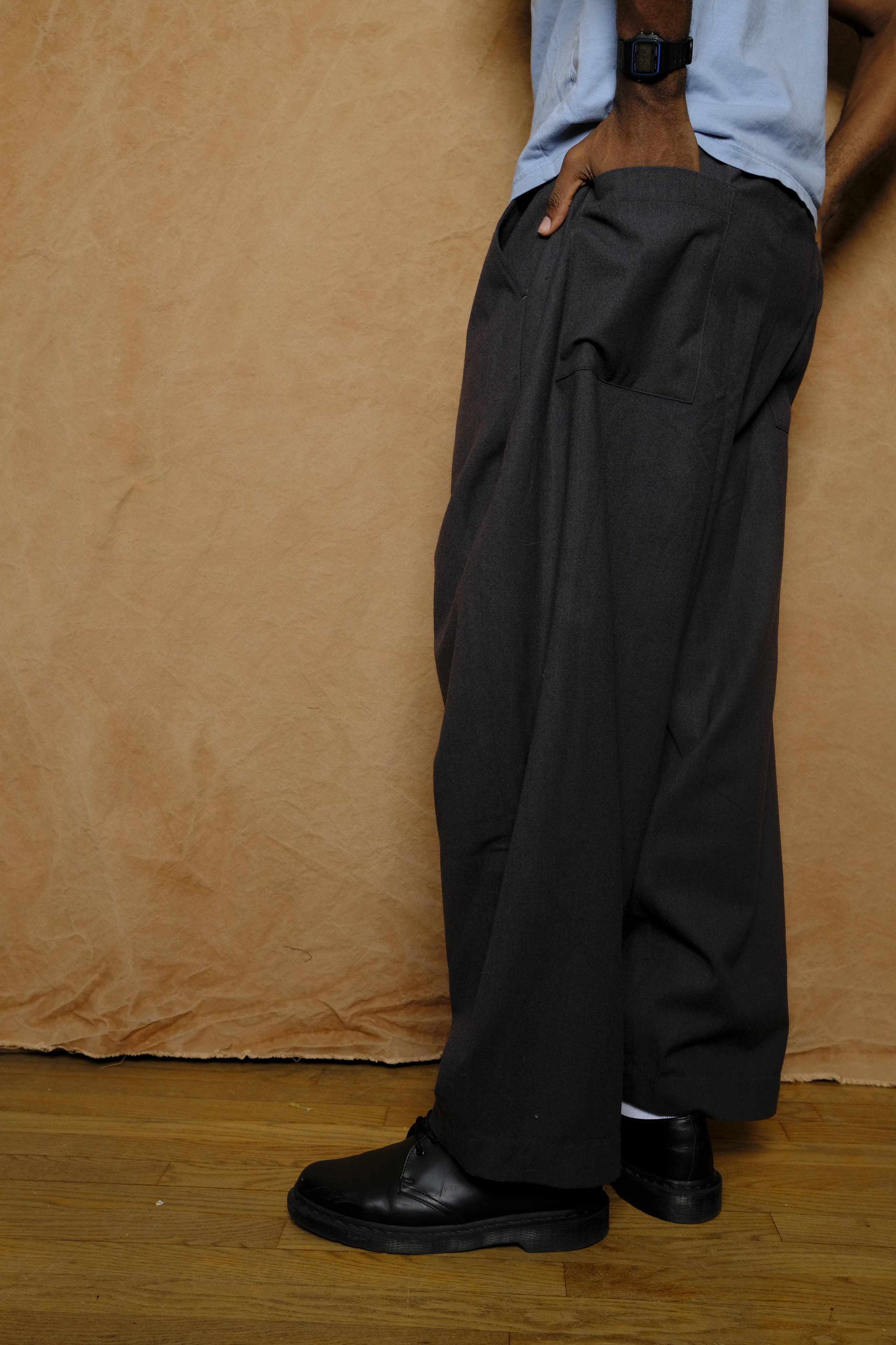 wool trousers in gray