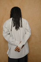 office shirt in cream/navy/grey typewriter