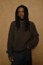 virgin wool & yak hand-knitted sweater in brown