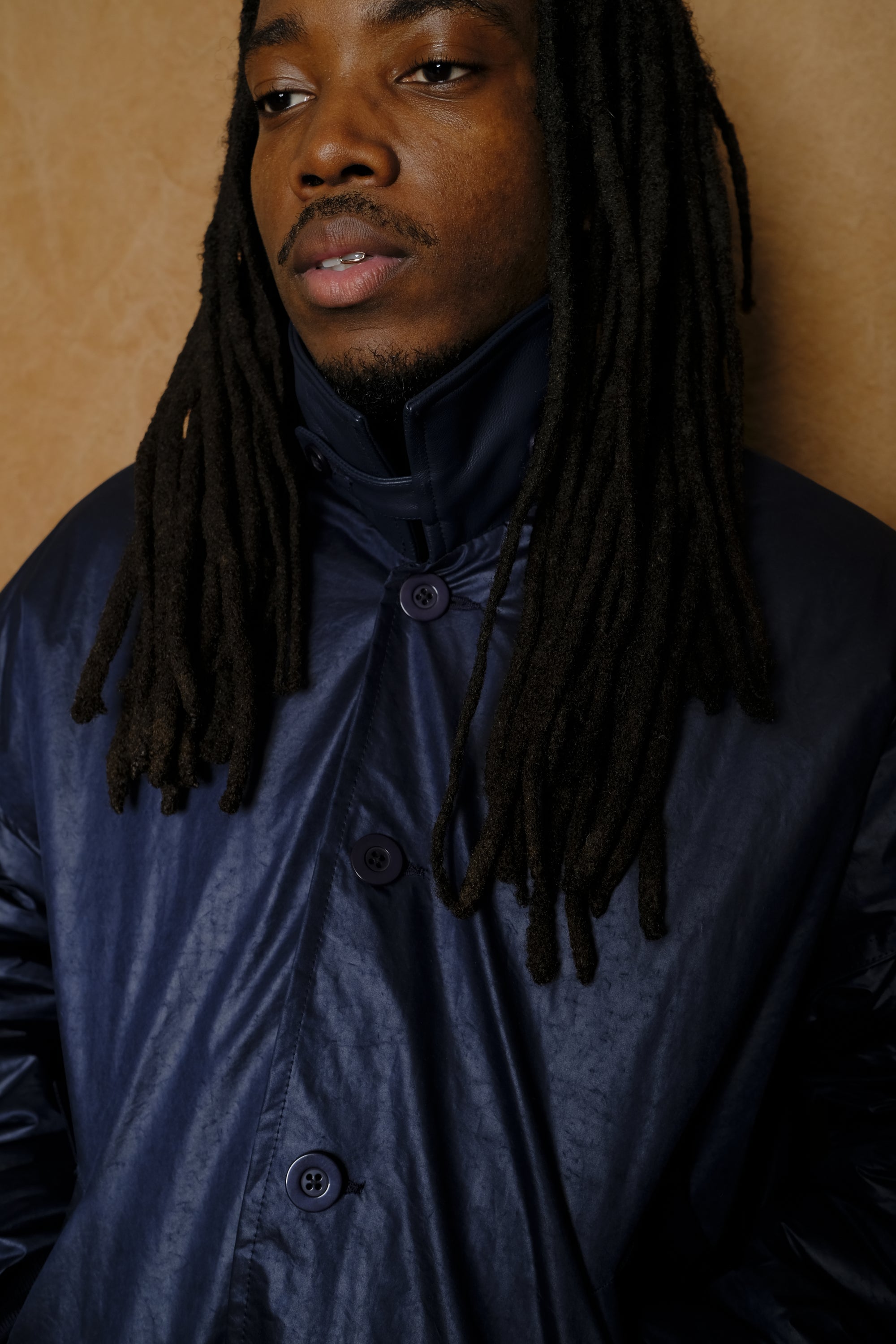 liv collared bomber in blue on blue