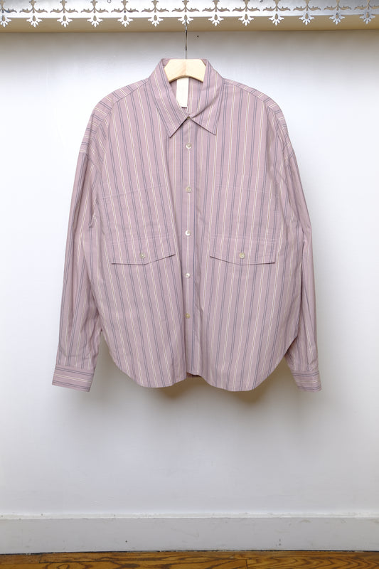 cropped river shirt in pink stripe