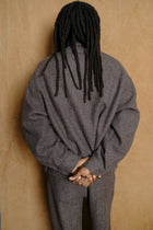 wool light tweed zip up blouson in brown