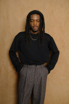 Preemo LS Box Tee in Black Mesh Cotton