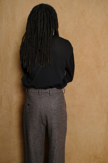 wool light tweed one tuck pants in brown