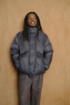 nylon down jacket in charcoal