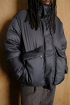 nylon down jacket in charcoal