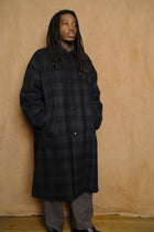 wool glencheck balmacaan coat