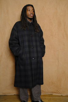 wool glencheck balmacaan coat