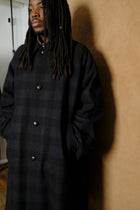 wool glencheck balmacaan coat