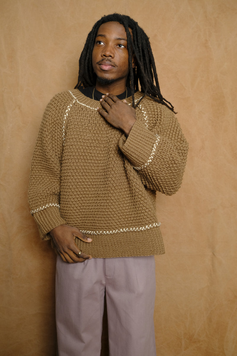 granny knit sweater in beige