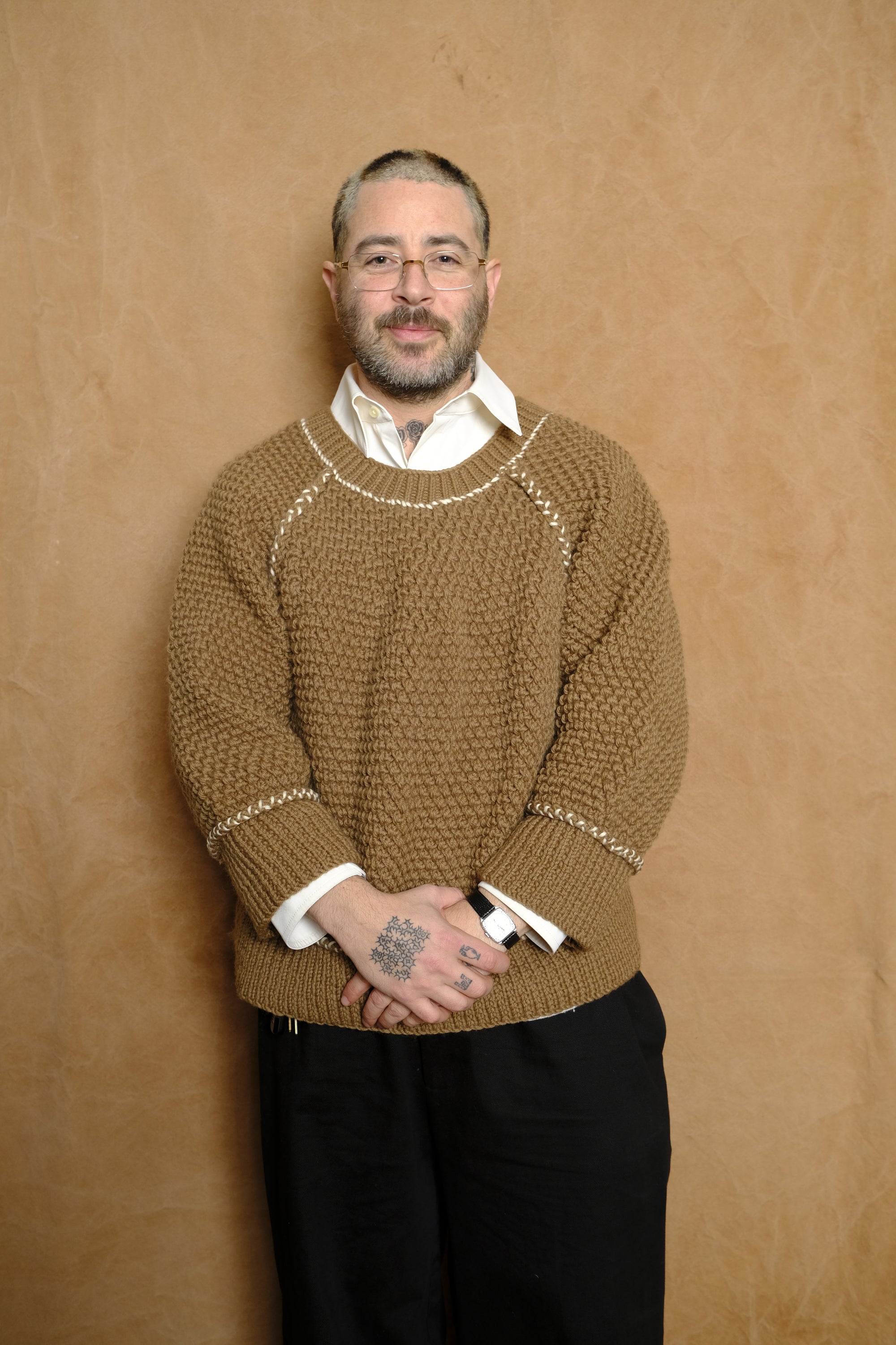 granny knit sweater in beige