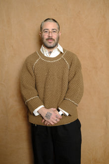 granny knit sweater in beige