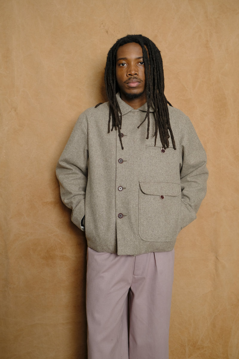 airport jacket in oat melton