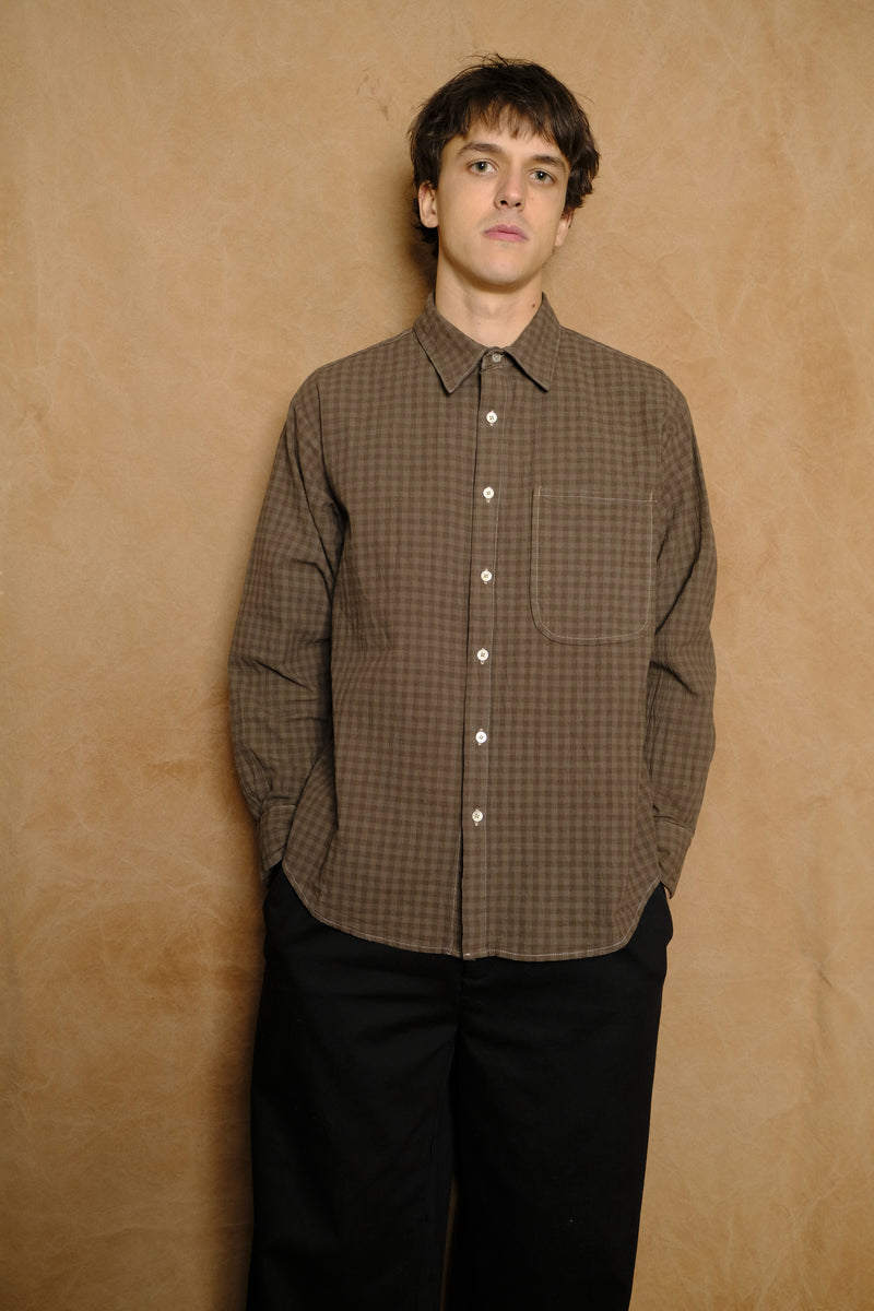 office shirt in naturally dyed foxfibre gingham