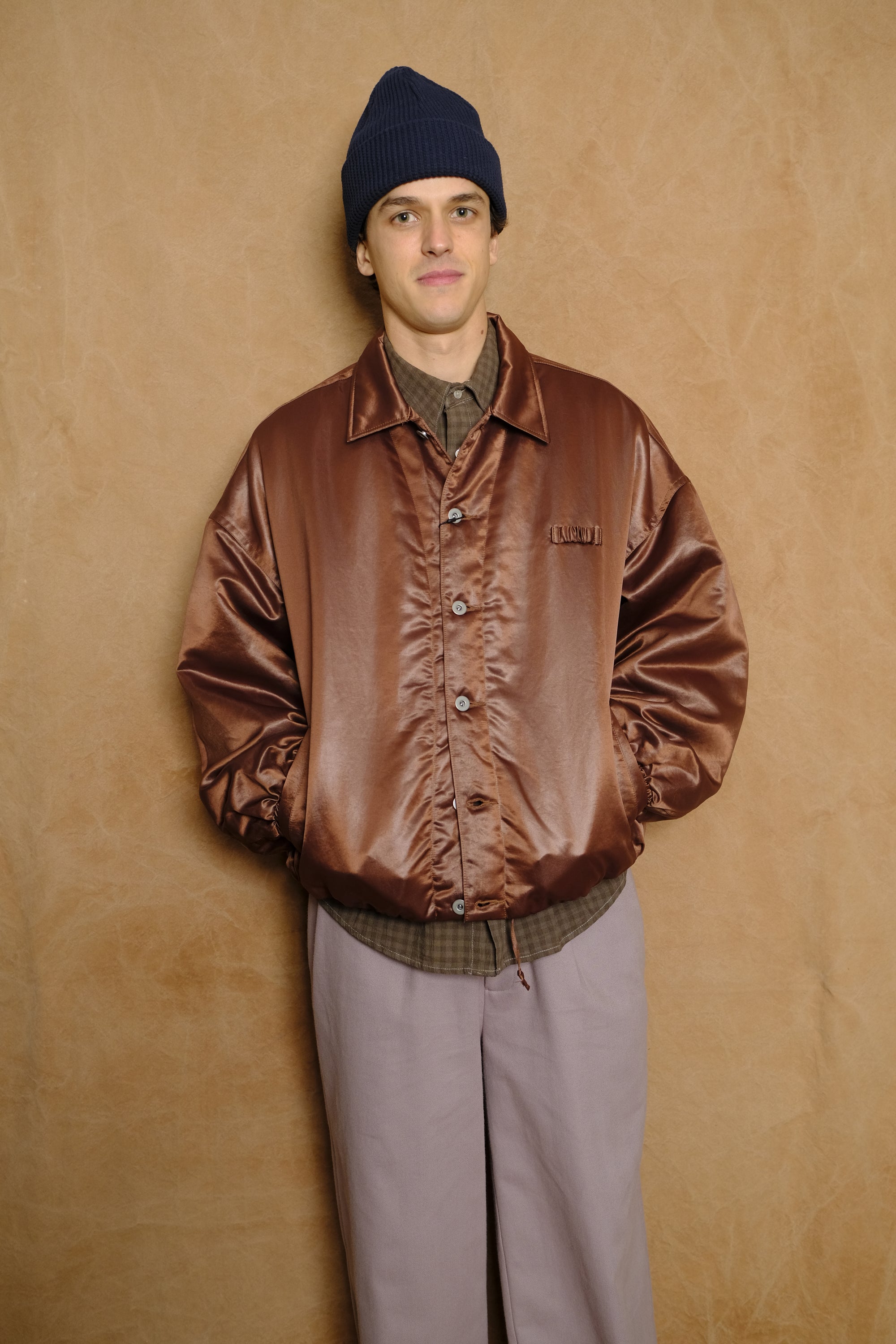 next man nylon jacket in brown