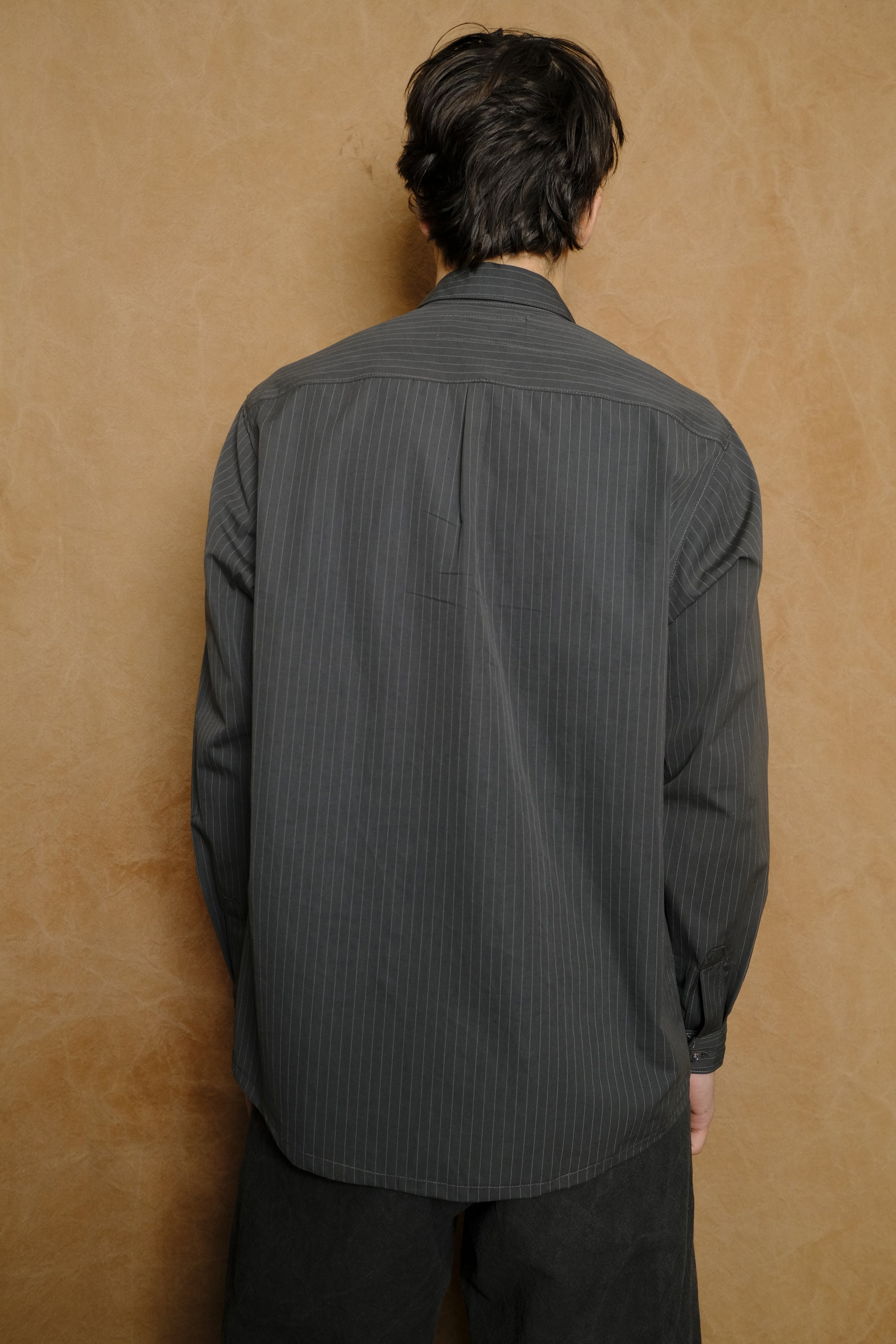 stripe shirt in pebble cotton poplin