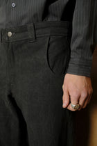 flat front trouser in cotton & linen ink dyed canvas