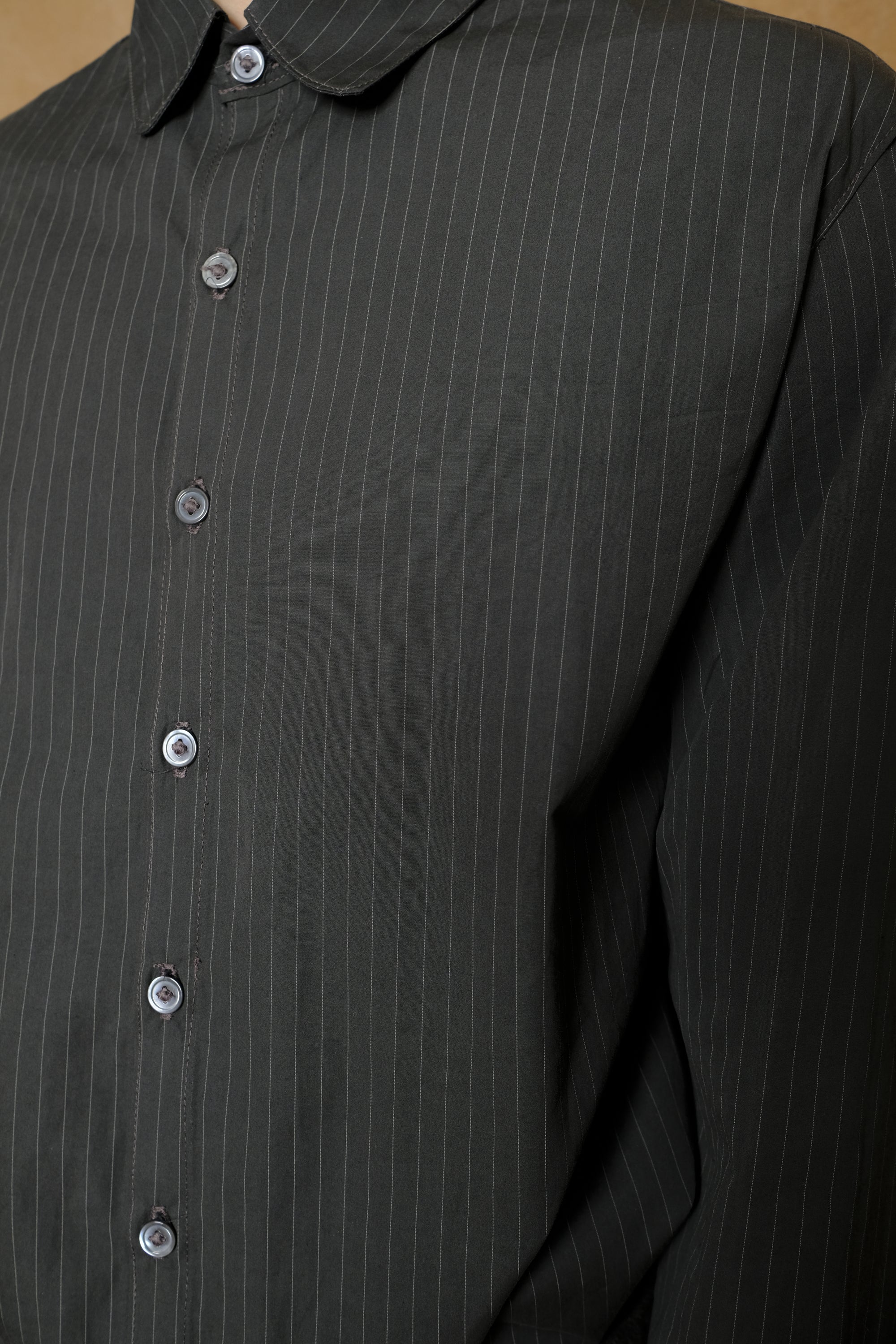 stripe shirt in pebble cotton poplin