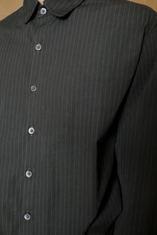 stripe shirt in pebble cotton poplin