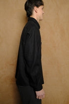 left hand oxford shirt in black silk & linen twill