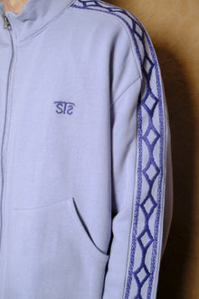 hand embroidered track jacket in light blue