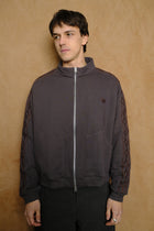 embroidered track jacket in brown