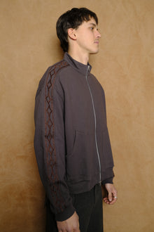 embroidered track jacket in brown