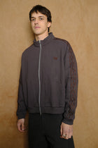 embroidered track jacket in brown