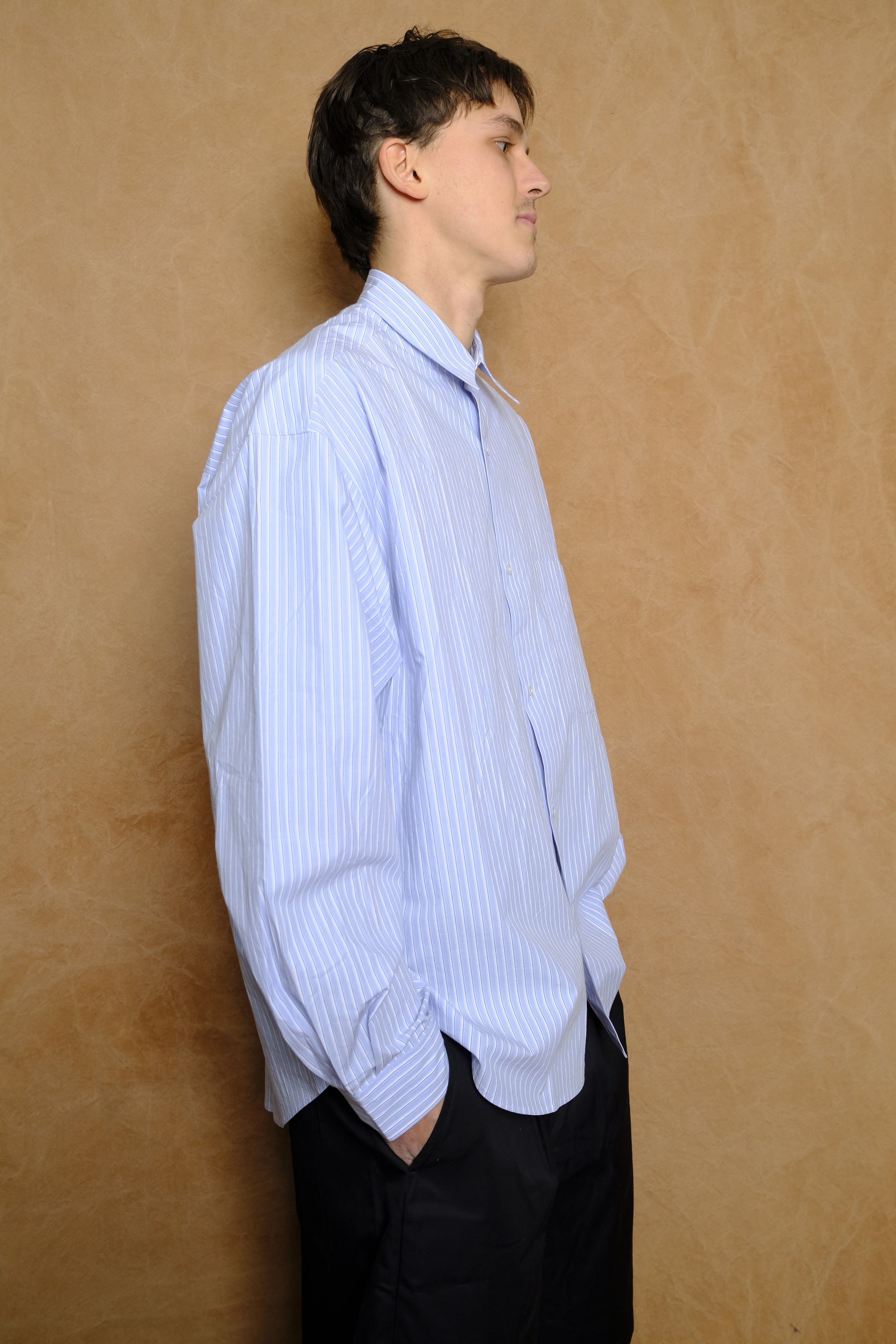 stripe typewriter cotton shirt