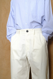 cotton gabardine trousers in white