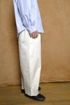 cotton gabardine trousers in white