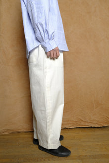 cotton gabardine trousers in white
