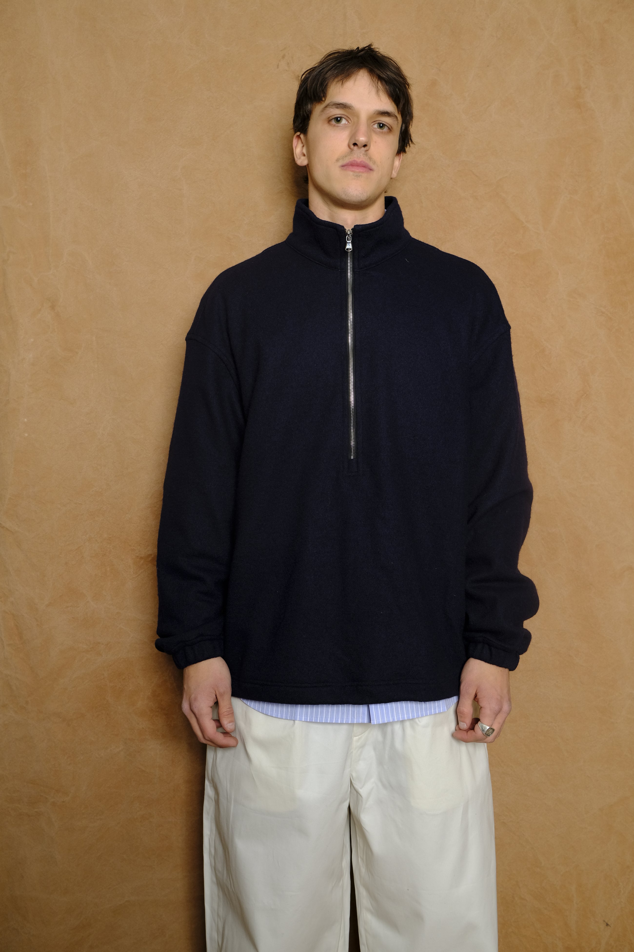 virgin wool fleece in navy