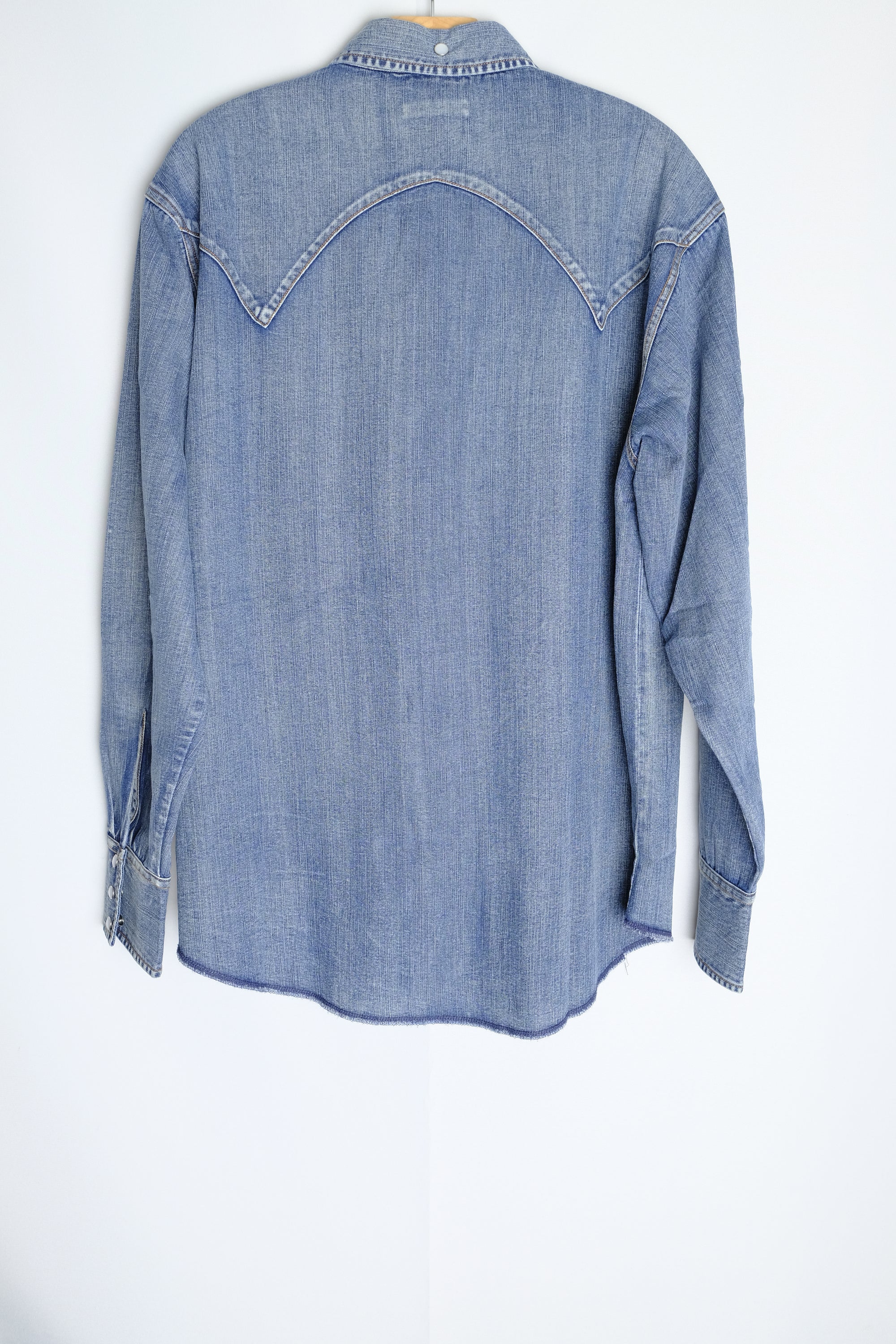 denim western shirt in mid indigo wash