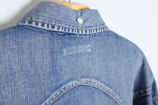 denim western shirt in mid indigo wash