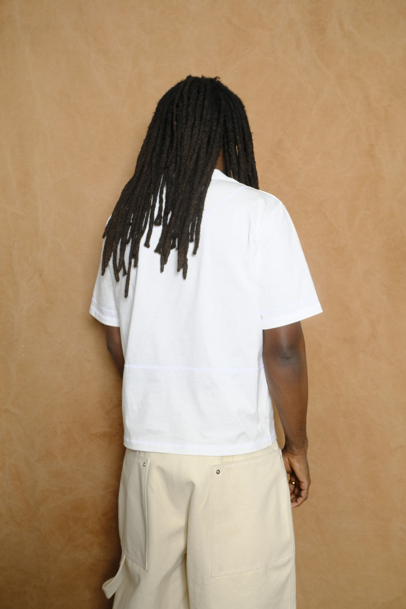 cross stitch t-shirt in optic white cotton