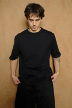 cross stitch t-shirt in black cotton
