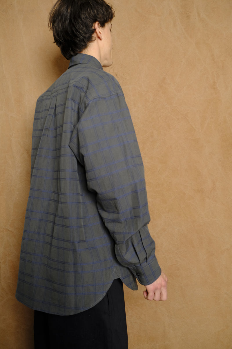 chisholm shirt in blue/green cotton linen check