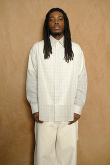 chisholm shirt in off white/yellow cotton linen check