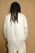 chisholm shirt in off white/yellow cotton linen check