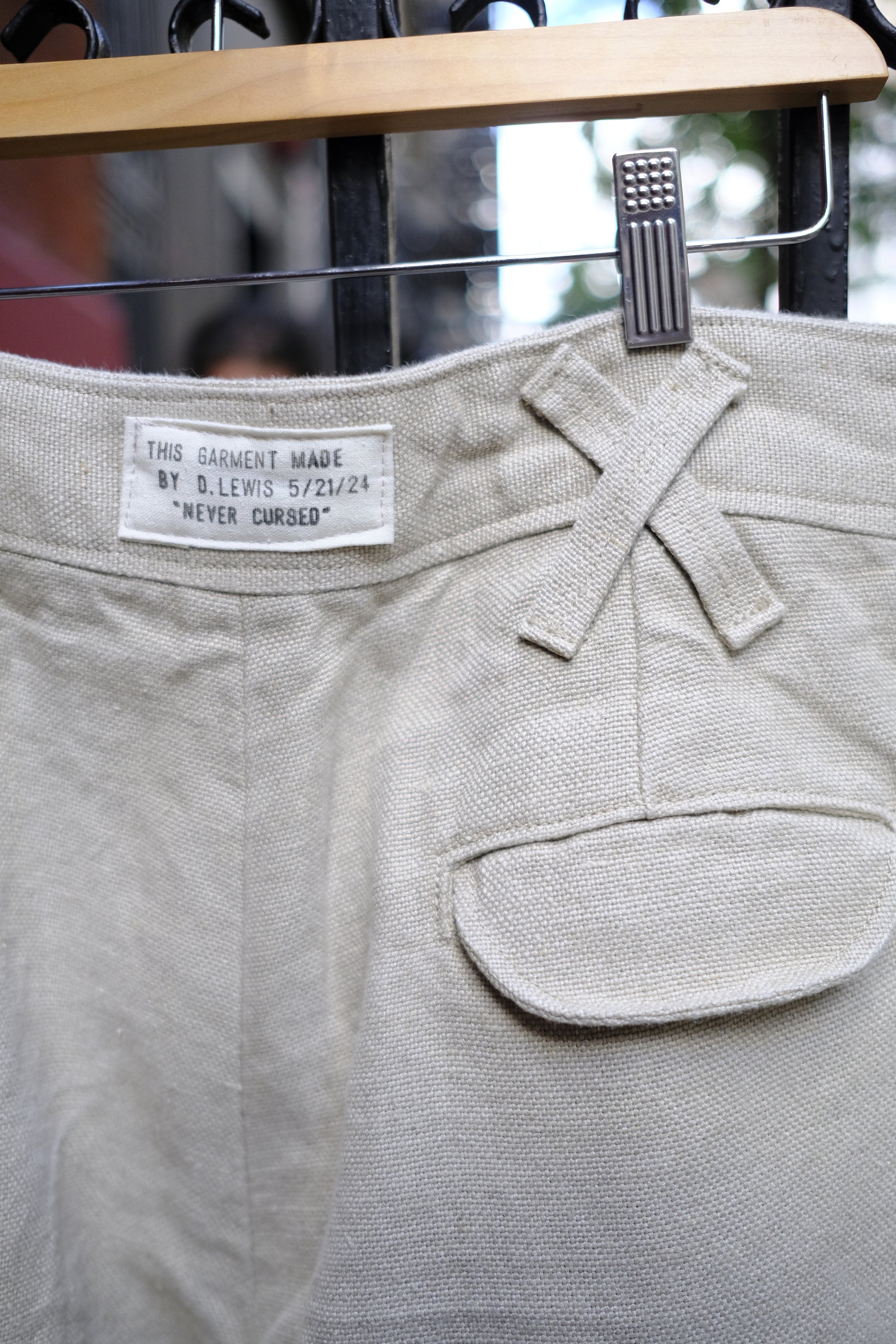double pleated linen trouser in stone