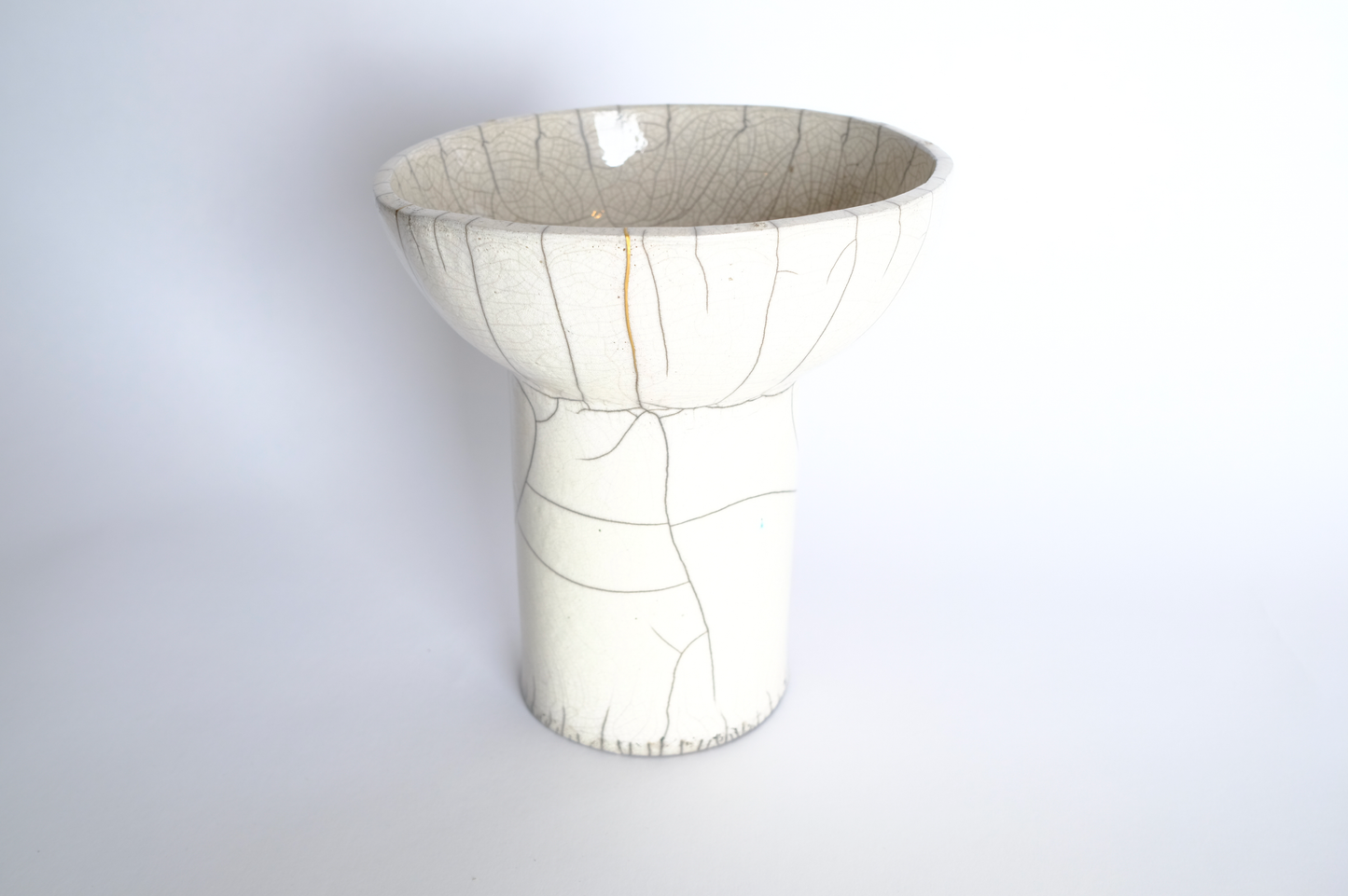 kintsugi repaired raku tall bowl