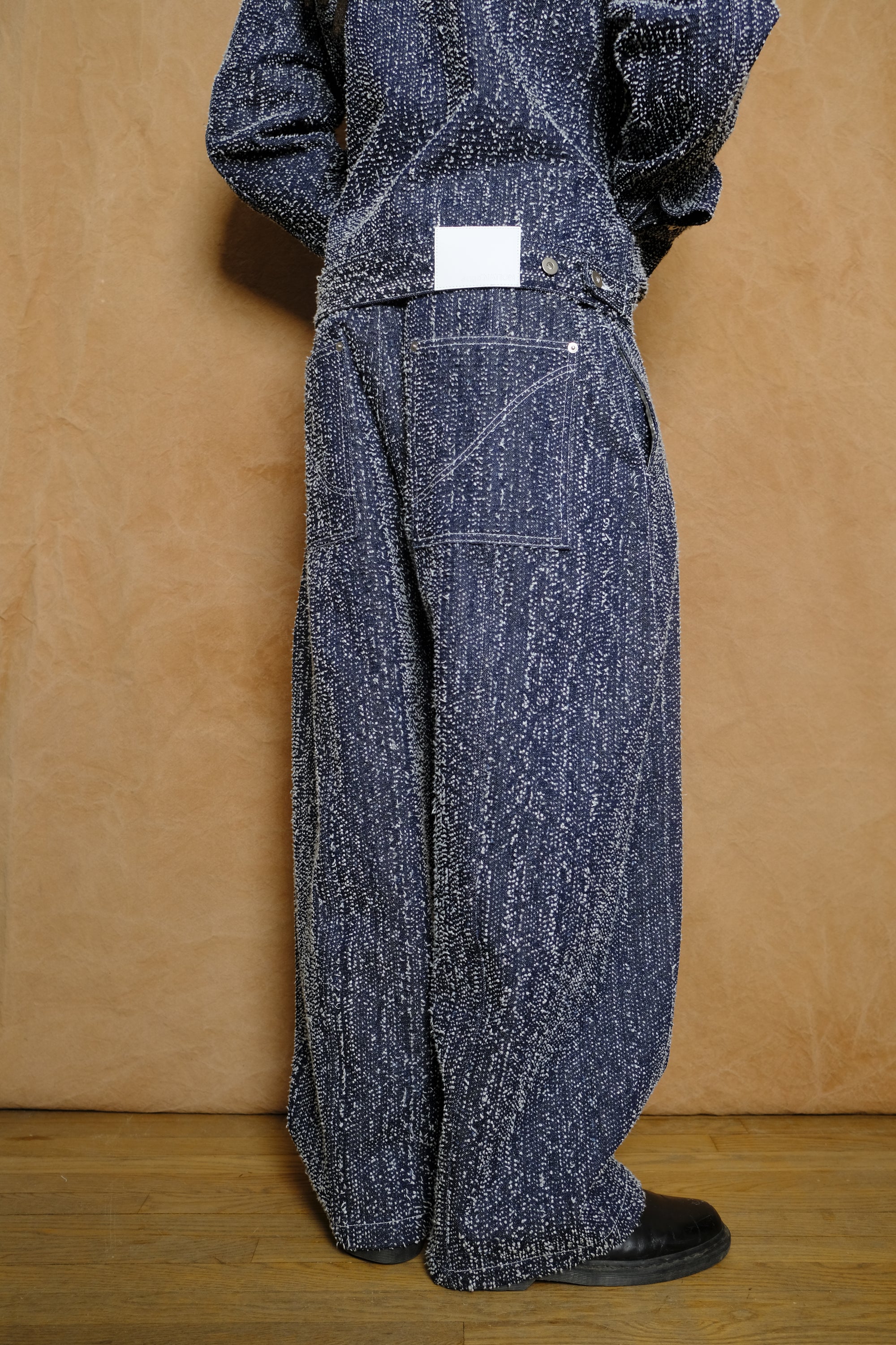 welt trouser in indigo needle punch denim