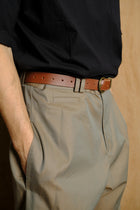 wide tailored trouser in tropical taupe cotton twill