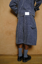 box pleat shorts in indigo needle punch denim