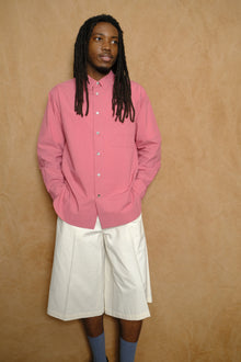 classic pocket shirt c in pink cotton typewriter