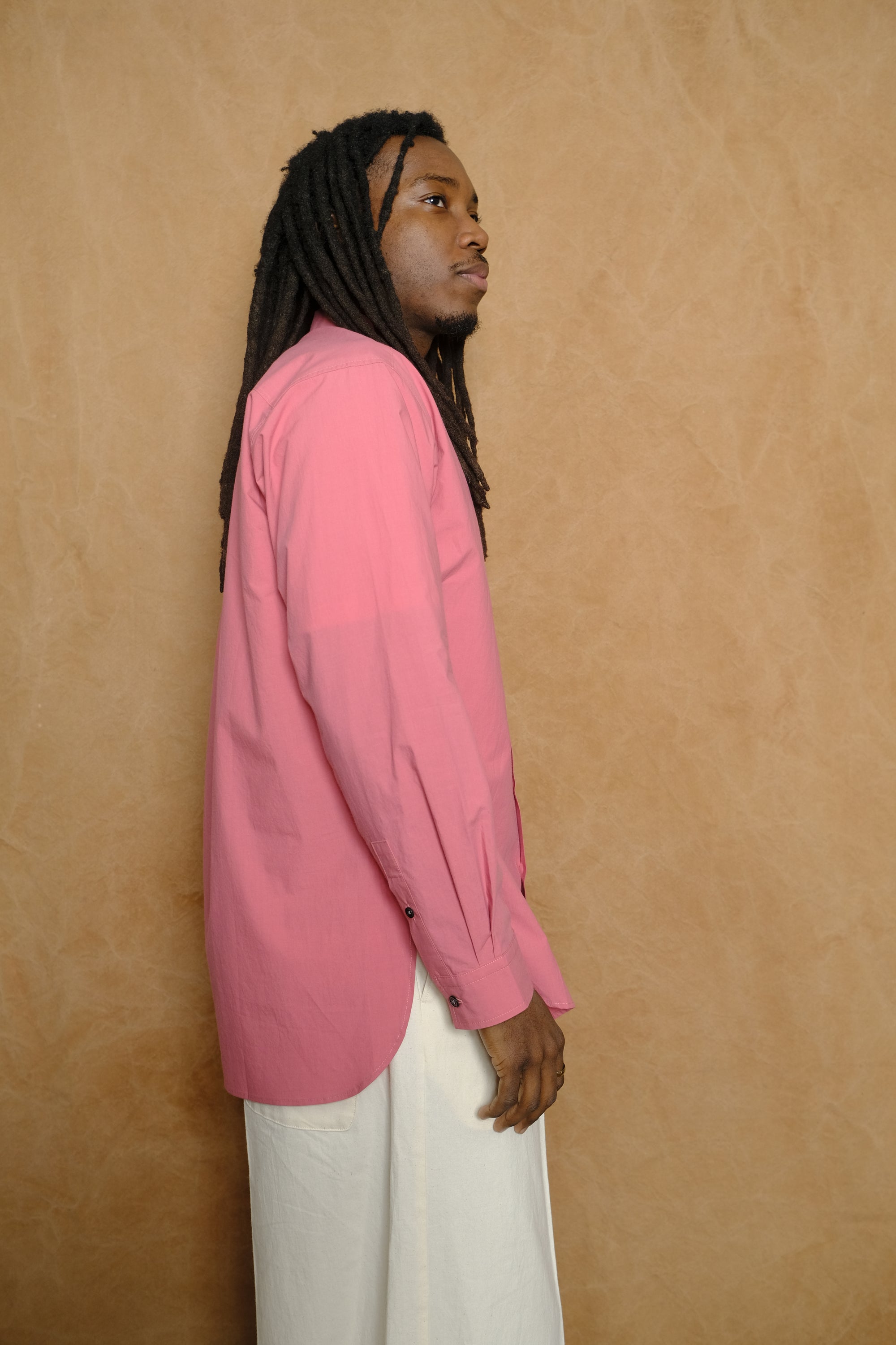 classic pocket shirt c in pink cotton typewriter