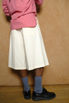 tuck wide shorts a in off white cotton